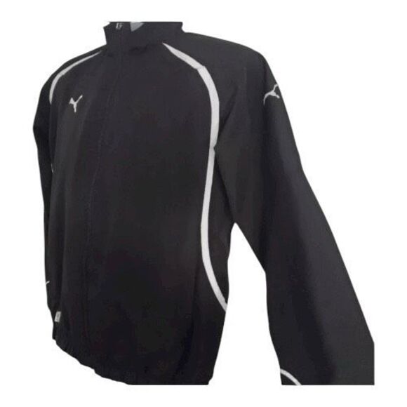 Puma Powercat Women Black Tracking Jacket Size L Mesh Lined Zipper Training - Picture 4 of 13